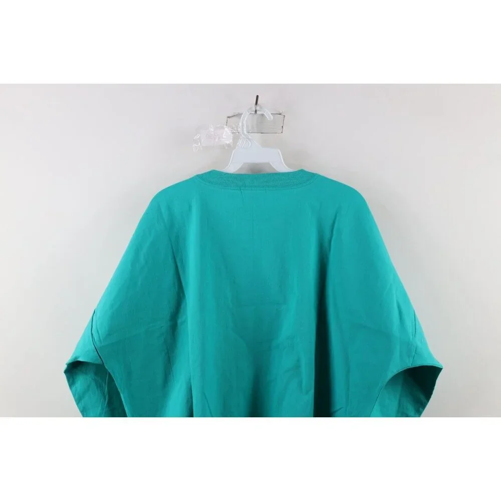 Deadstock Vtg 90s Streetwear Mens XL Blank Pullover Long Sleeve T-Shirt Teal USA - Picture 7 of 8